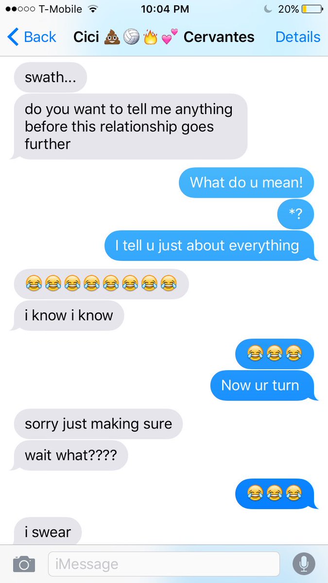 swathsomething's tweet photo. Only me and @caitlinc2491 are weird enough to have convos like this 😂😂 https://t.co/wF4yMTkNXq