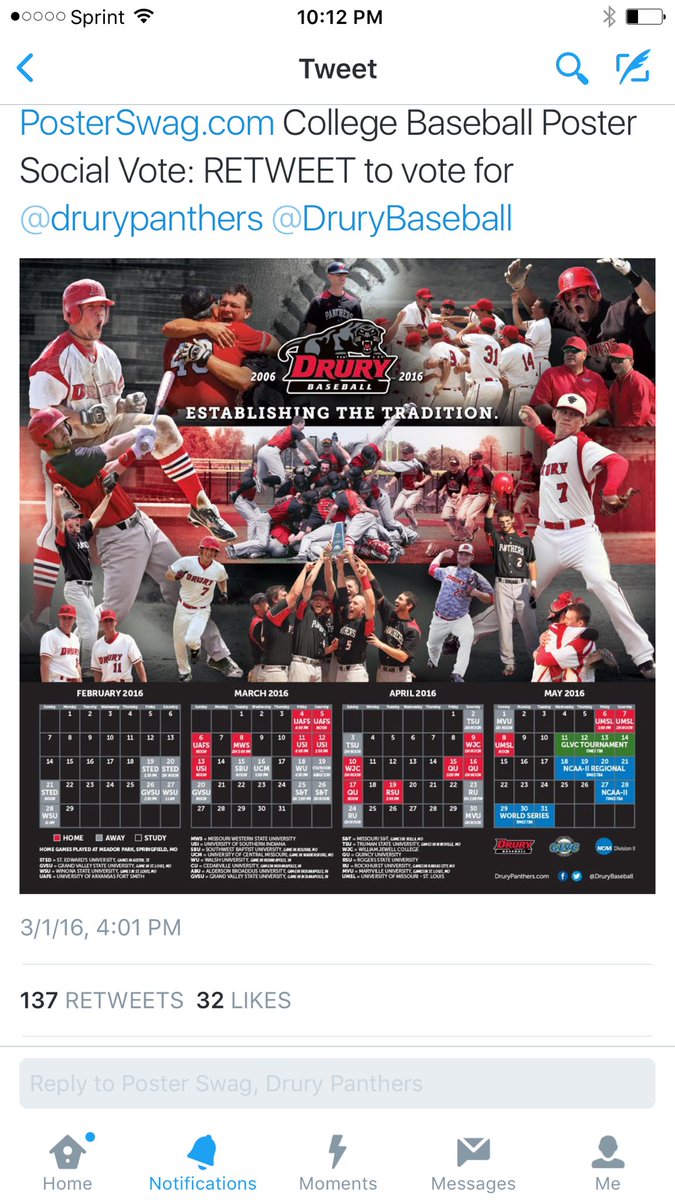 DruryBaseball's tweet image. We have a hard time believing that we don't have the best fans in the country! 137 RETWEETS! #TeamOfOne