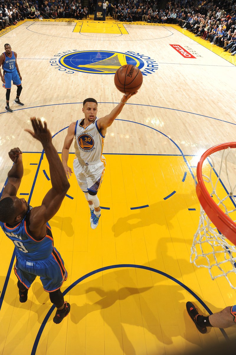 NBA's tweet photo. Halftime on TNT: @warriors 63, @okcthunder 61 after 13 lead changes. Curry 19, Thompson 15. Durant 16 &amp; 6. #OKCatGSW https://t.co/wQbDmLtxYm