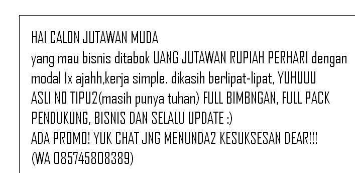 @IrawantiIra17 HAI CALON JUTAWAN MUDA :) ingin ditabok uang tiaphari hubungi (WA 085745808389) BANTU SHARE