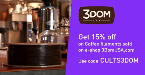 Enjoy -15% reduction on wound up Coffee Filled Filament by <a href="/3DomUSA/">3Dom USA</a> with the code CULTS3DOM buff.ly/1QBVpuD