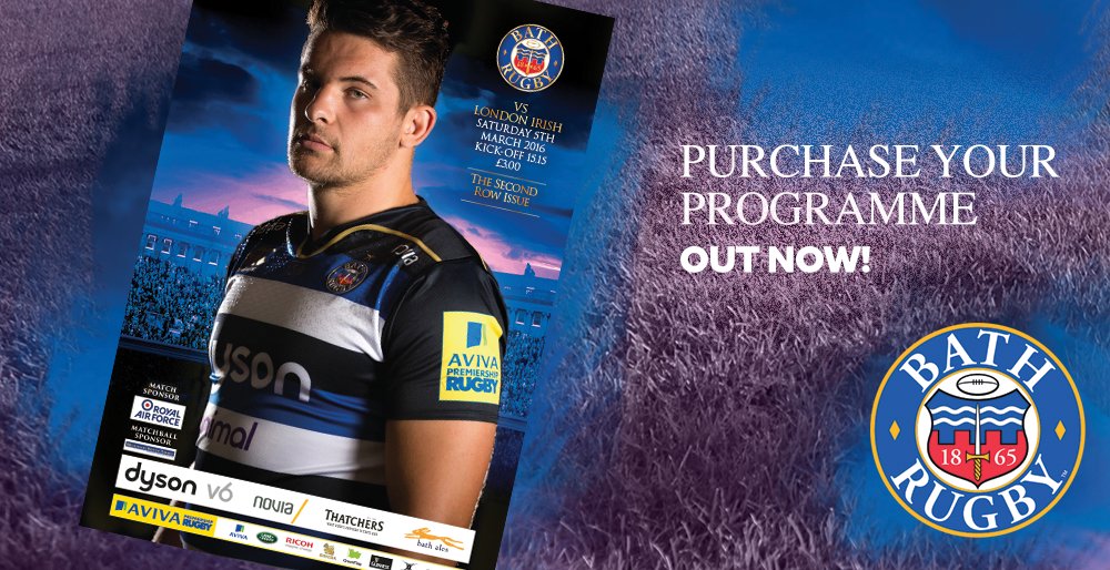IgnitionSportsM's tweet image. The #SecondRow Issue of @BathRubgy match day programme v @LIRFC on sale. ow.ly/Z3WA2 #rugby #AvivaPrem