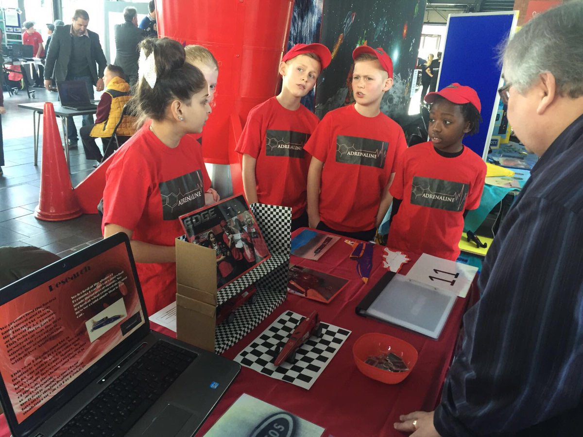 Gwyrosydd2009's tweet image. Teams Evolution and Adrenaline being judged on their portfolios and pit displays @F1inSchoolsHQ #EESW