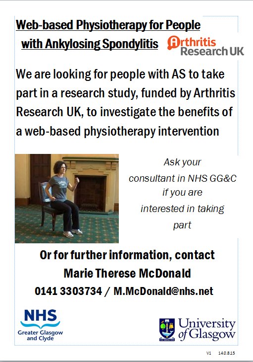 UofGRehab's tweet photo. Still recruiting for our #webbasedphysio #research study in #AxSpa @NASSexercise @exerciseworks @ArthritisRUK https://t.co/IM8SC54R2Q