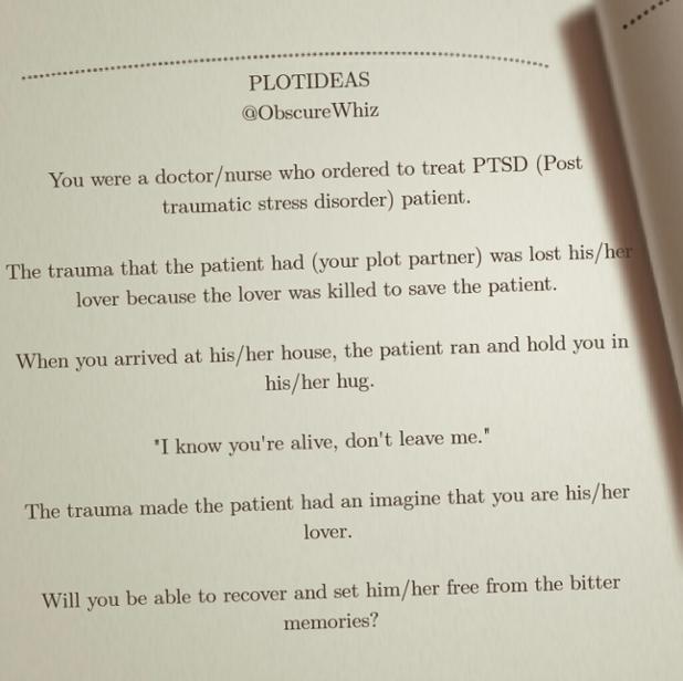 Hurt, comfort and tragedy. #PlotIdeas by @ObscureWhiz