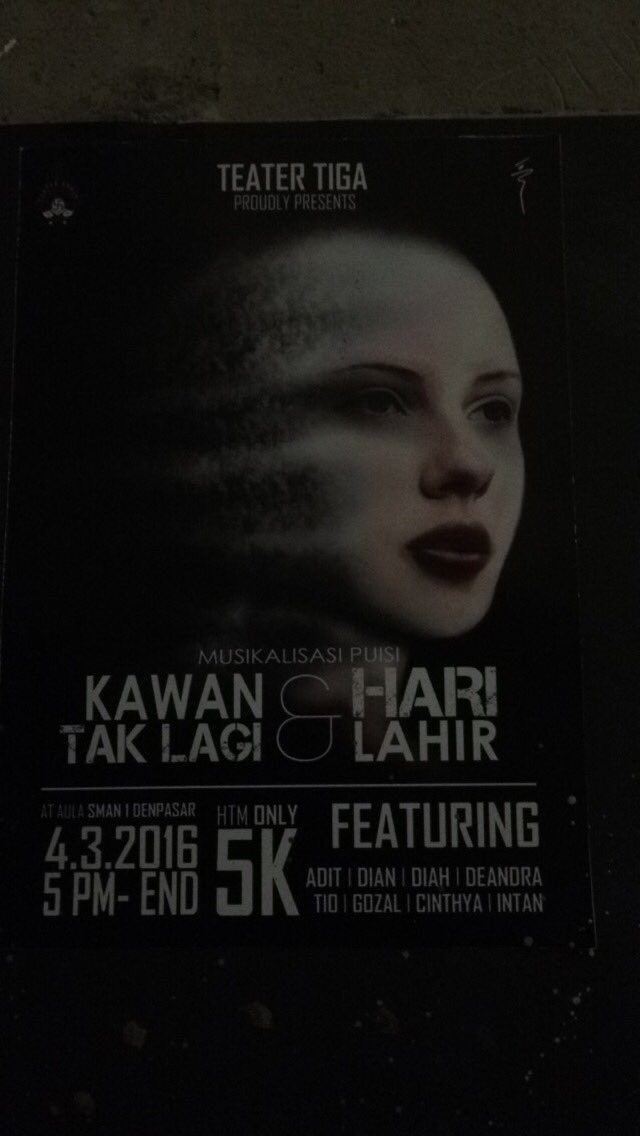 malam ini Ada penilaian pamflet lo untuk pamflet terbaik.ini salah satu nominasi pamflet dari <a href="/TEATERTIGA/">Teater TIGA</a>