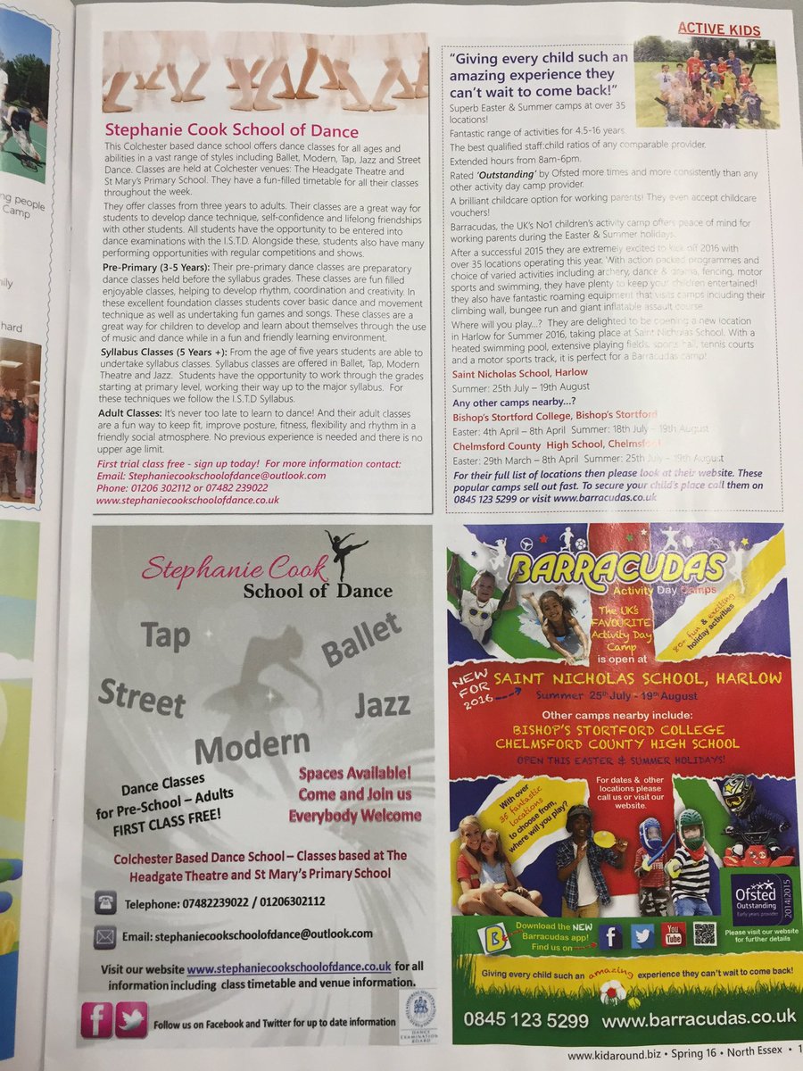 SCookSODance's tweet photo. View Stephanie Cook School of Dance In Kidaround Spring Issue #kidaround #colchester #essex #stanway #lexden https://t.co/Kb78gdkZhl