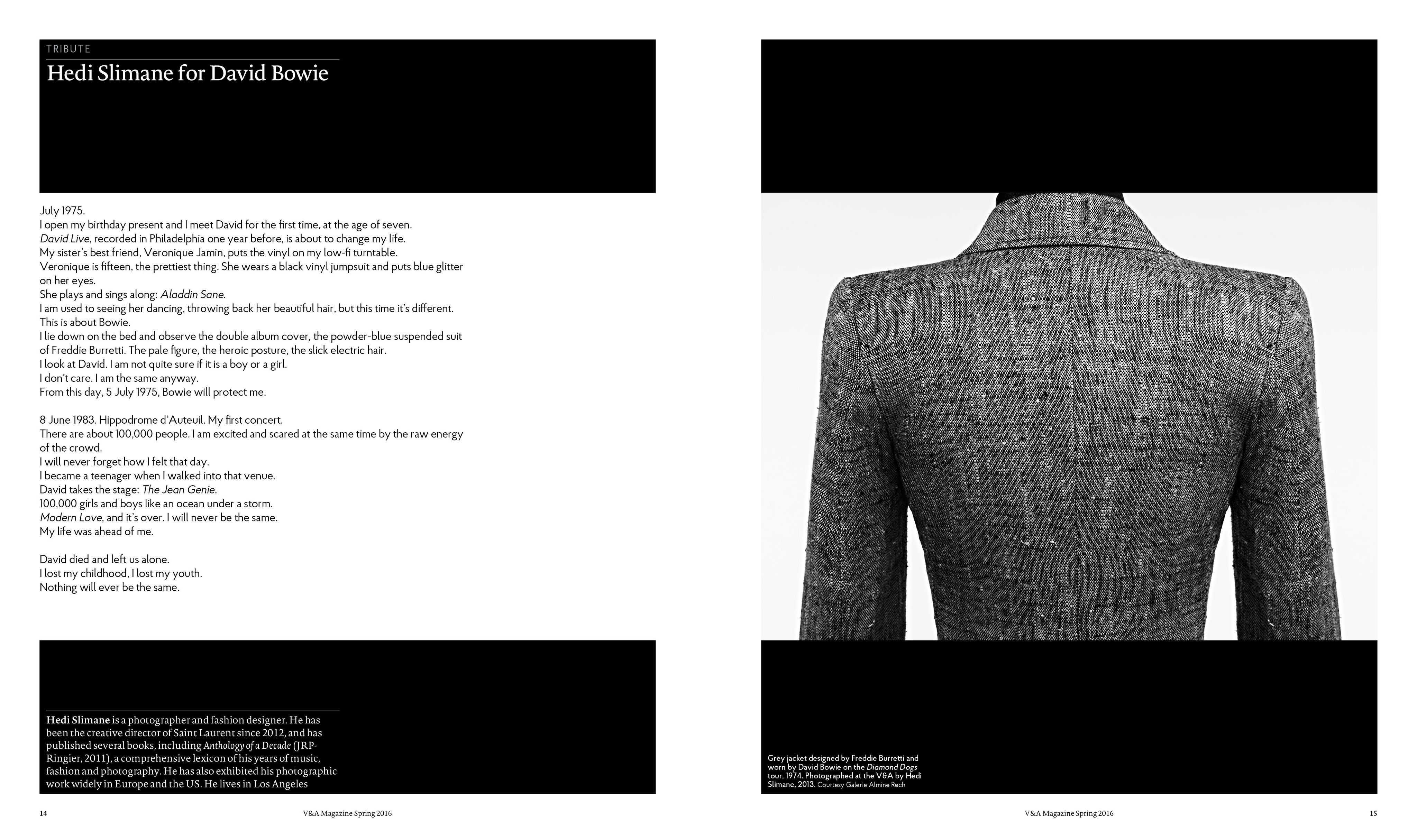 V A on X Hedi Slimane pays tribute to David Bowie in V A Magazine Spring 2016 hedislimanetwit YSL https t CwV9tfhErA X
