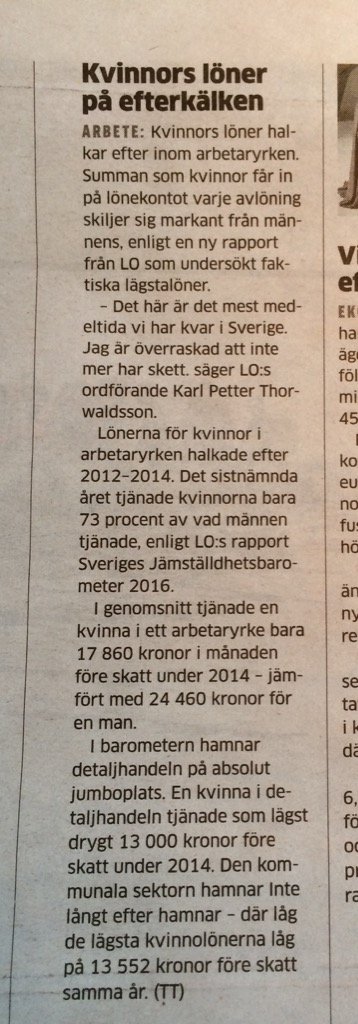 Jag mår illa. Ska kvinnors löner vara lägre under hela min livstid?