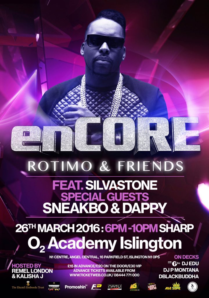 Silvastonebeats's tweet image. On 26thMarch #enCOREconcert at @O2Islington - Big strong line up! Get ur tix, Get involved! ticketweb.co.uk/event/encore-r…