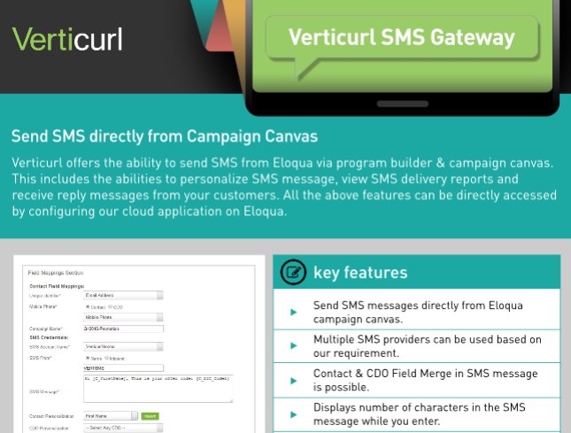 Verticurl's tweet image. Verticurl #SMSConnector App: Send #SMS Directly from #EloquaCampaign Canvas goo.gl/gjvR0e

#MarketingTech
