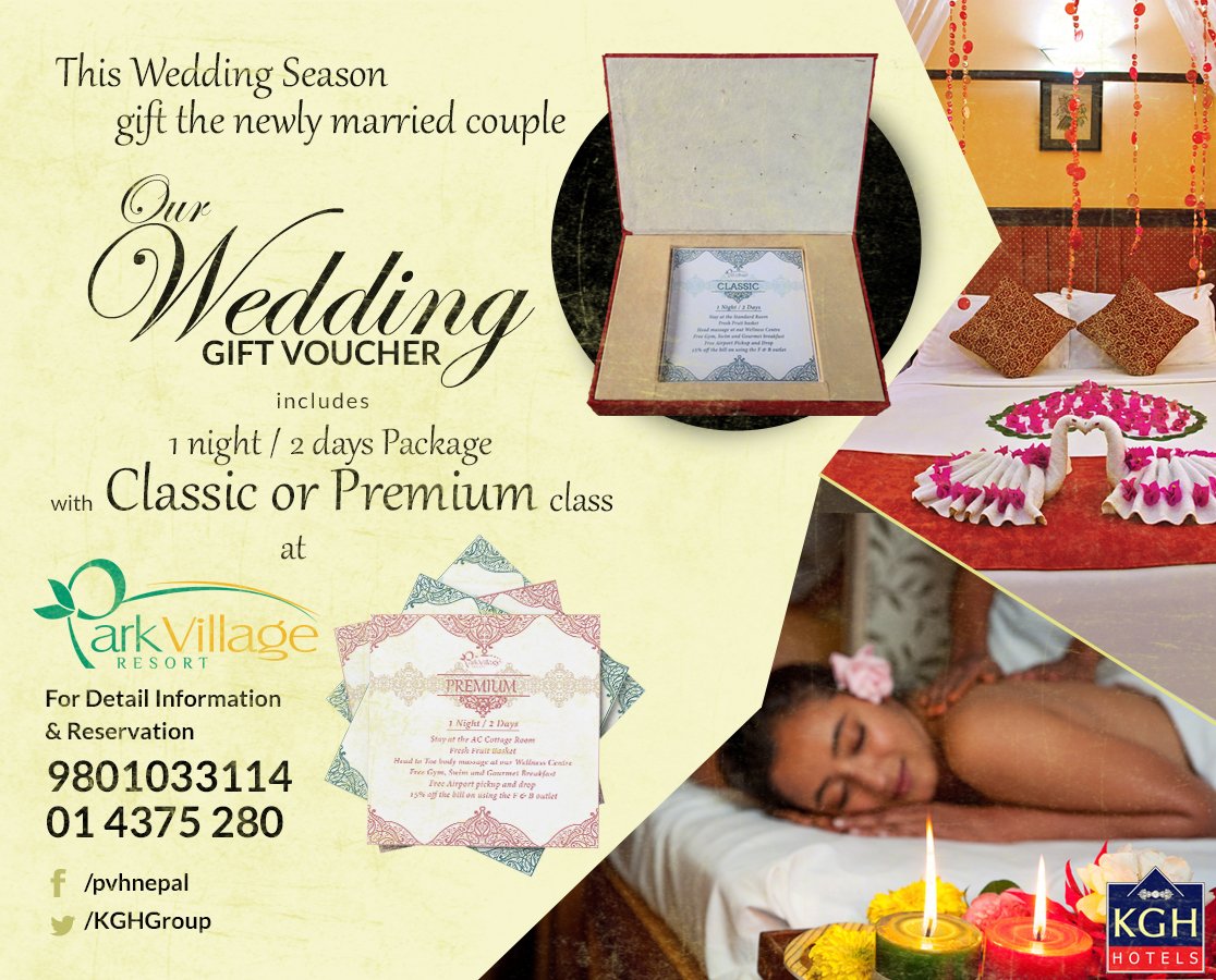 KGHGroup's tweet photo. #Wedding Gift Voucher
includes
1 night/2 days package with
Classic or Premium Class
at Park Village Resort
#KGHGroup https://t.co/Azx20H4IyM