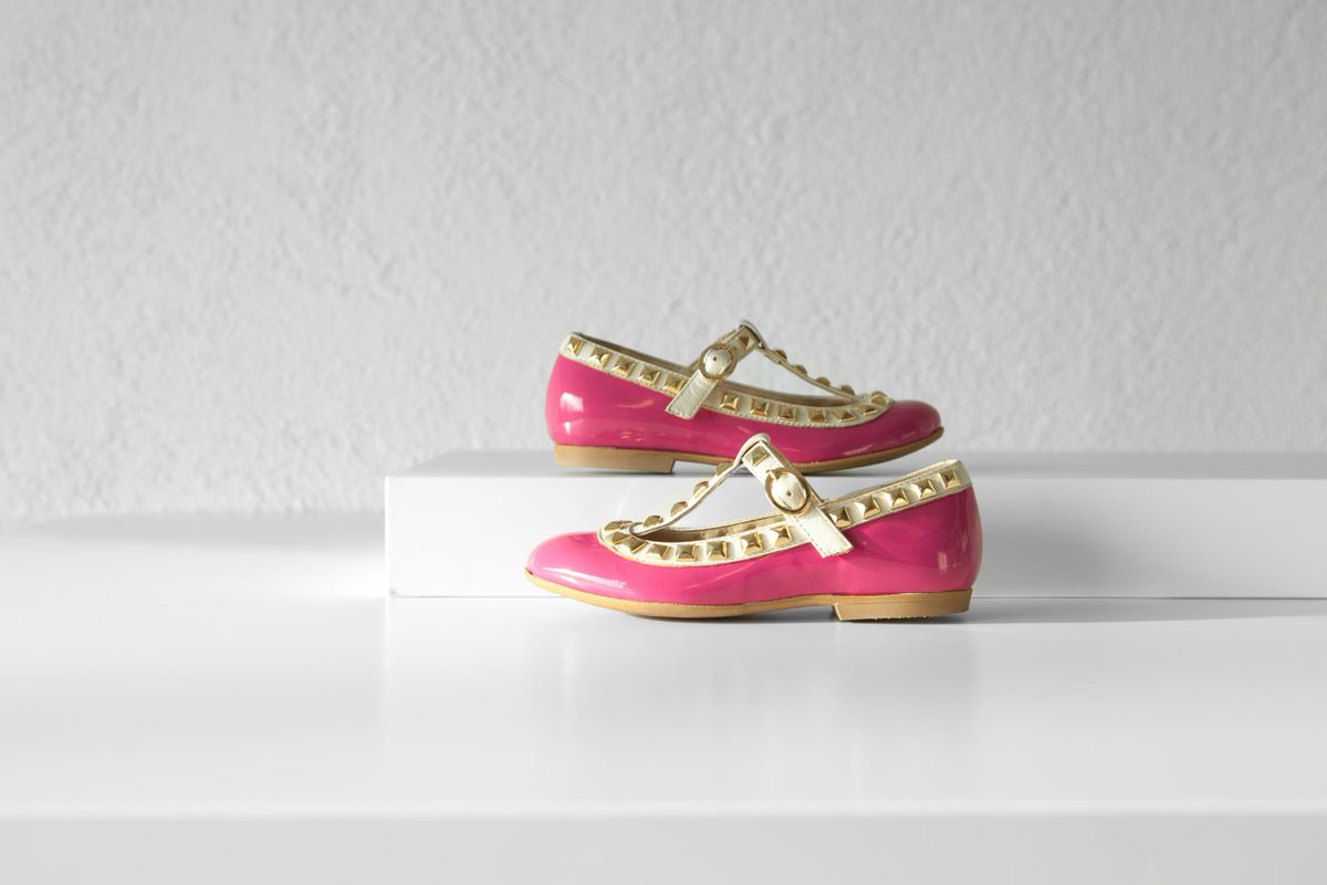 cloudouk's tweet photo. T-bar studded patent shoes in pink by Step2wo. For your little princess? #fashionblogger #kidsfashion #step2wo https://t.co/1TwAiK330p