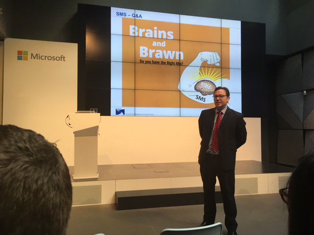SMSEurope's tweet photo. Richard Cusworth presenting at Microsoft Berlin, demonstrating how SMS can enable modern workspace &amp; #cloud adoption https://t.co/Mne9461Ynq