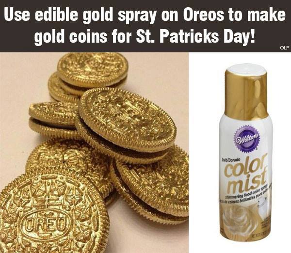 Shruti Acharya on X: Turn regular Oreos into gold coins for St. Patrick's  Day with edible gold paint!! So cool!  / X