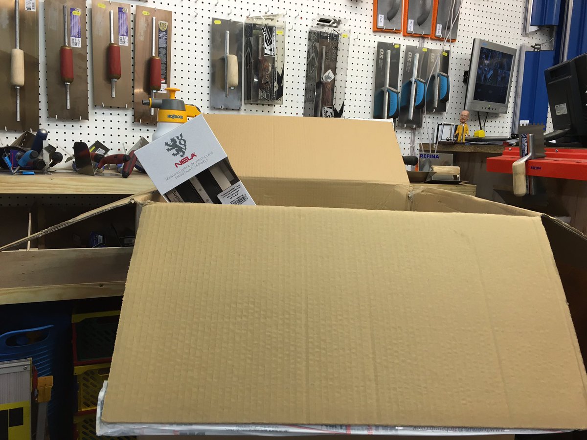 Look what's peeking out of the box! #NelaTrowels are back in store!!! #plasterers #Superflex