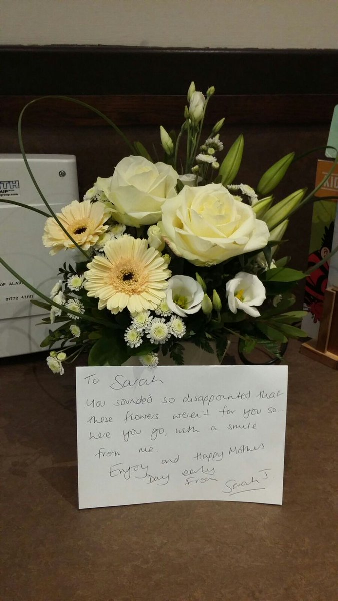 WirralClusterPI's tweet photo. Lovely flowers off a guest for Sarah at our Hewsall site,what a lovely way to start the new year 🌼 @placemadebyyou https://t.co/XiEQTIyfI9