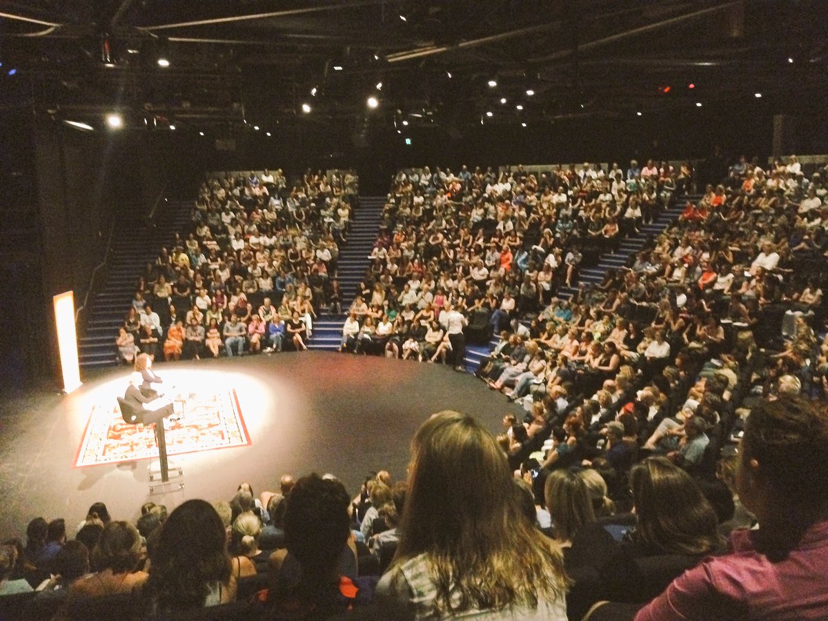 BloomsburySyd's tweet photo. "My Q&amp;A rules are: if you're crazy, don't speak!" Wise words from @GilbertLiz  @SydWritersFest #bigmagic https://t.co/V7g8NJTi32