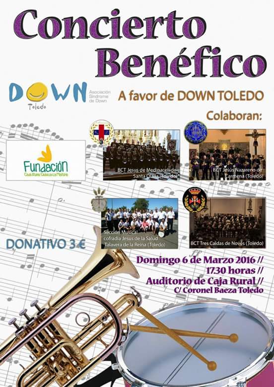 Y el domingo,certamen benéfico Toledo junto <a href="/BandaMedinacel1/">BCT Jesús de Medinaceli</a> #cytSaludTalavera y <a href="/BCT_JNAZARENO/">BCT JESUS NAZARENO</a> por una buena causa