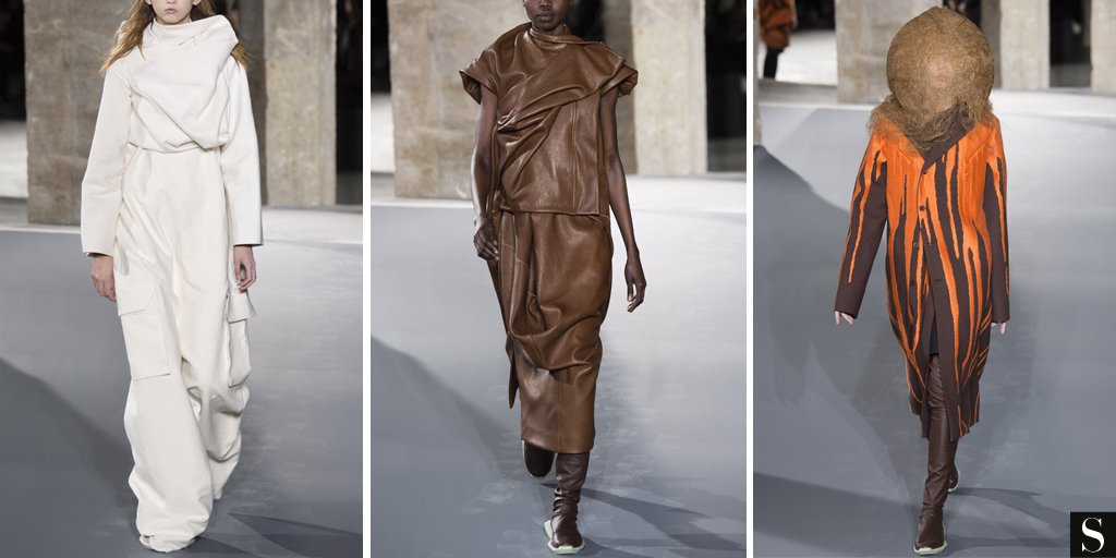 Stylebop's tweet photo. Elegant drapery + industrial chic x Cousin It = post-apocalyptic beauty @RICKOWENSONLINE #fashionmath https://t.co/gbod8MVwsZ