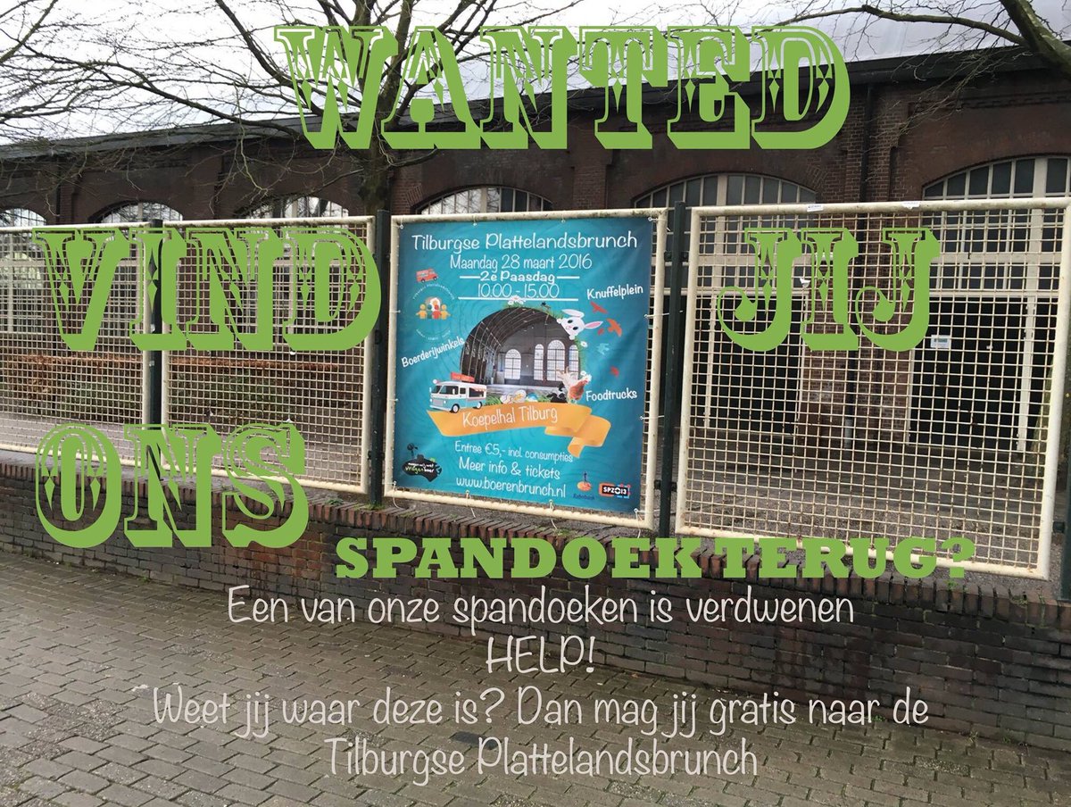 Help! Één van onze spandoeken is verdwenen! Weet jij waar deze is?