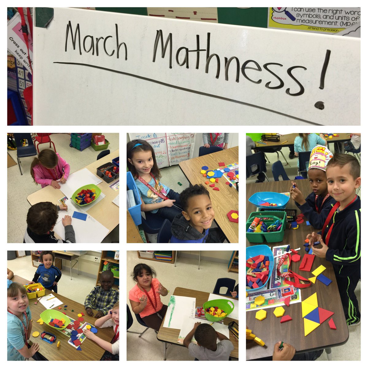 MrsK_Walker's tweet photo. #halfdaymathday today! We're having tons of fun making our shape pictures for March Mathness! #les @LoganElementary https://t.co/MBFl0uNgfa
