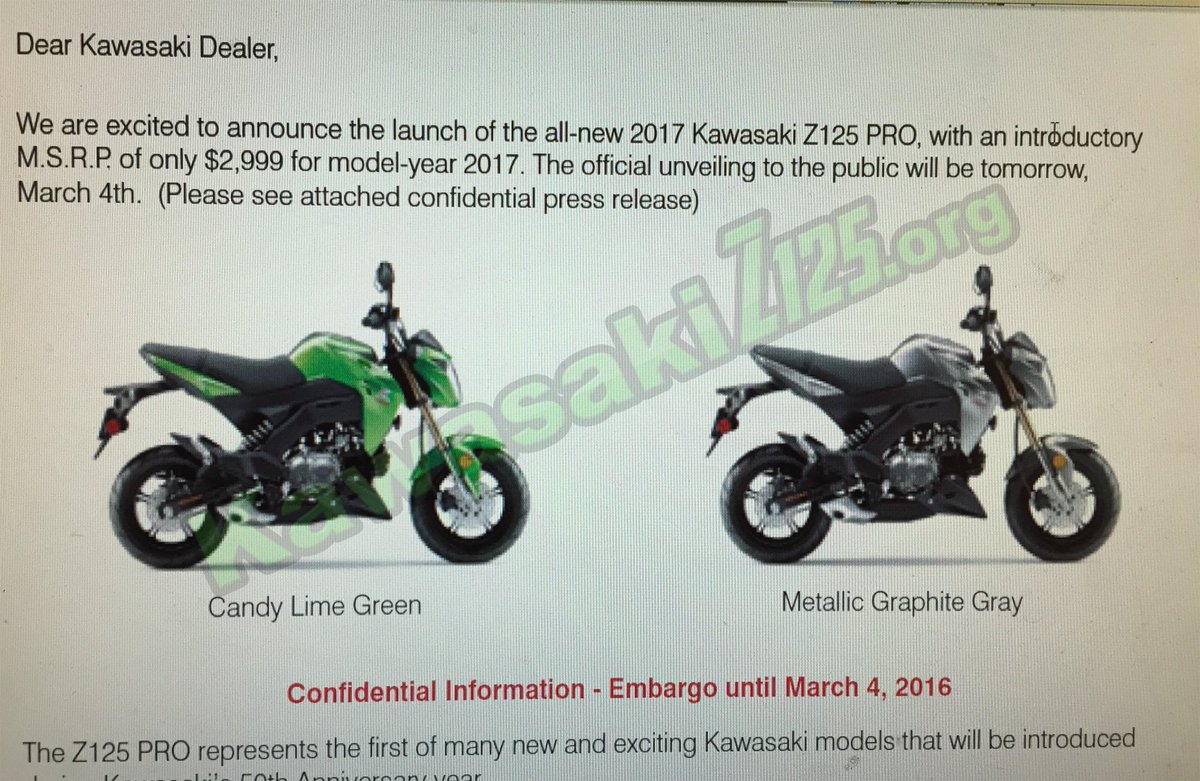 HondaGromForum's tweet photo. Its official! The #KawasakiZ125 is coming to the US https://t.co/ecR0BBsAq1 https://t.co/YU1pbhJO8M