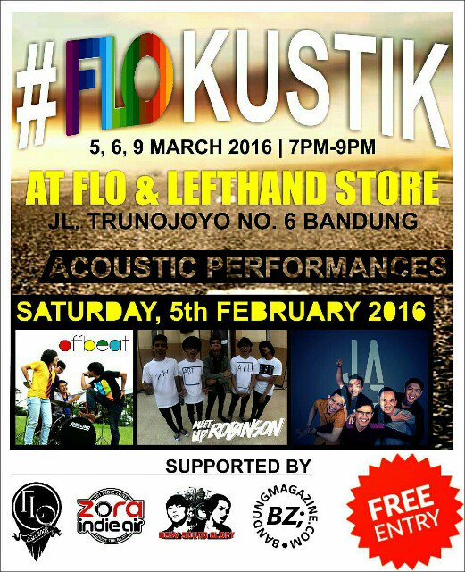 Hai, kita akustikan lagi besok malam, guys.. at Flo &amp; Lefthand Store. Jln Trunojoyo 6 Bandung, 7 - 9 pm. Be there ;)