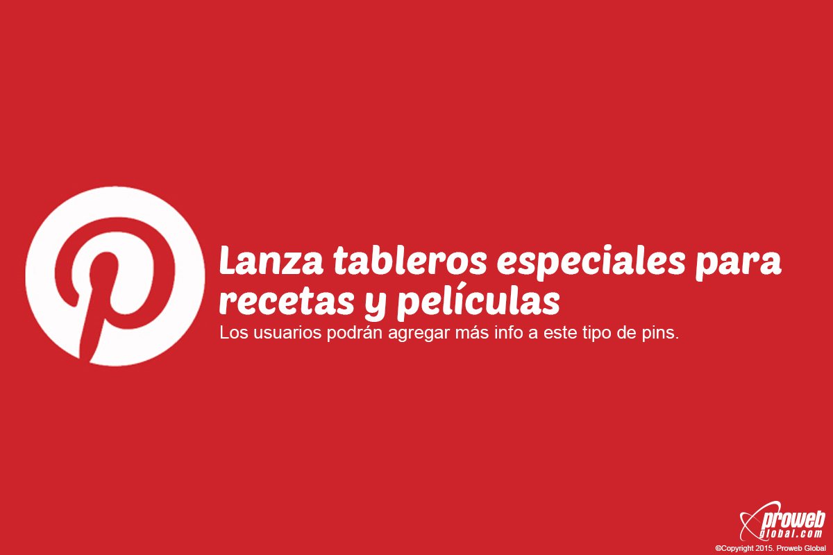 prowebglobal's tweet photo. Los #pins de #Pinterest para #recetas ahora incluyen tiempo de cocción, ingredientes y sugerencias.
#ProwebGlobal https://t.co/0ekzMYUXvv