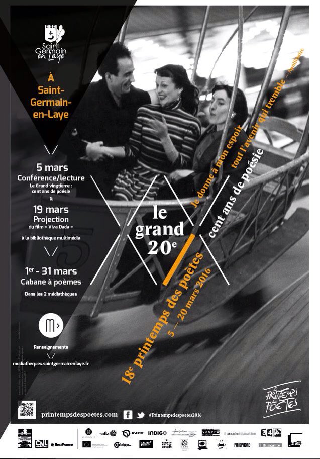 StGermainLaye's tweet photo. Vs avez rdv avec les poètes du XXe siècle demain à 15h à la mediatheque de #SaintGer ! #PrintempsDesPoetes2016 https://t.co/t69zHRlP3d