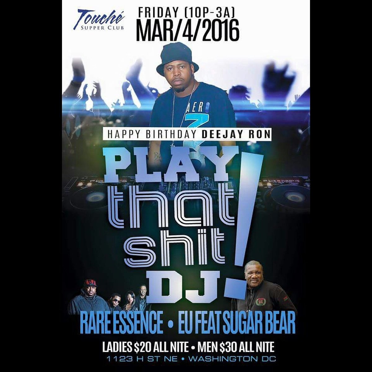 TONIGHT!!!  <a href="/Touche_Club/">Touché Supper Club</a> 
LADIES $20 All Night
FELLAS $30 All Night
#100ProofEnt