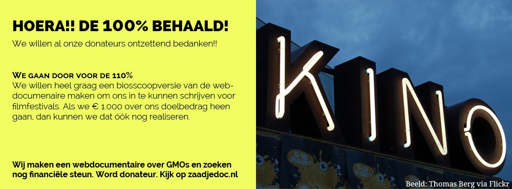 eefmuller's tweet image. Hoera! #Crowdfunding voor onze #GMO #webdocu is de 100% gepasseerd. Op naar de 110%, want: voordekunst.nl/projecten/4130…