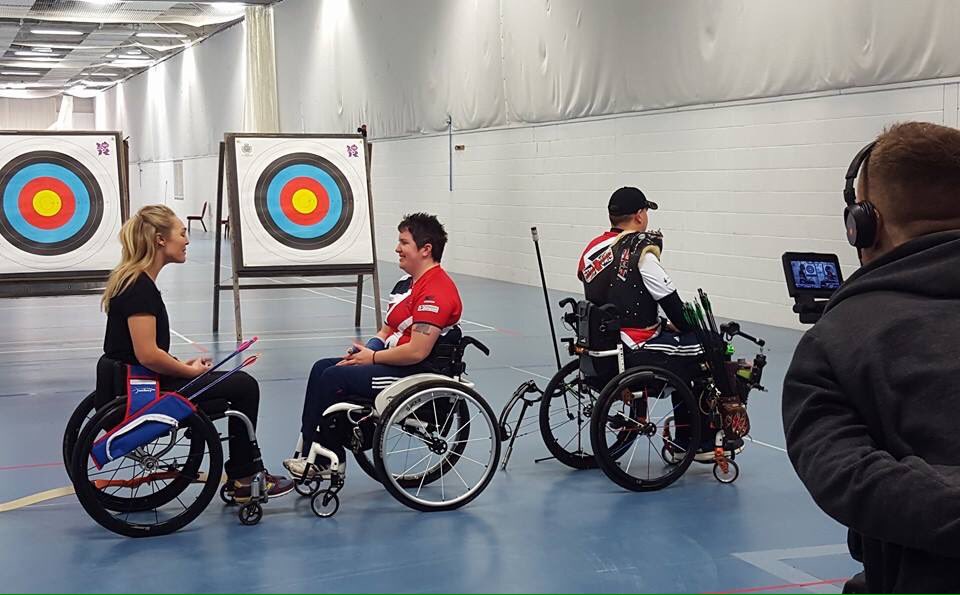 Great to have ch4 <a href="/LilleshallNSC/">Lilleshall NSC</a>, filming with Mel Clarke &amp; John Walker for the Superhumans show! 
#c4paralympics