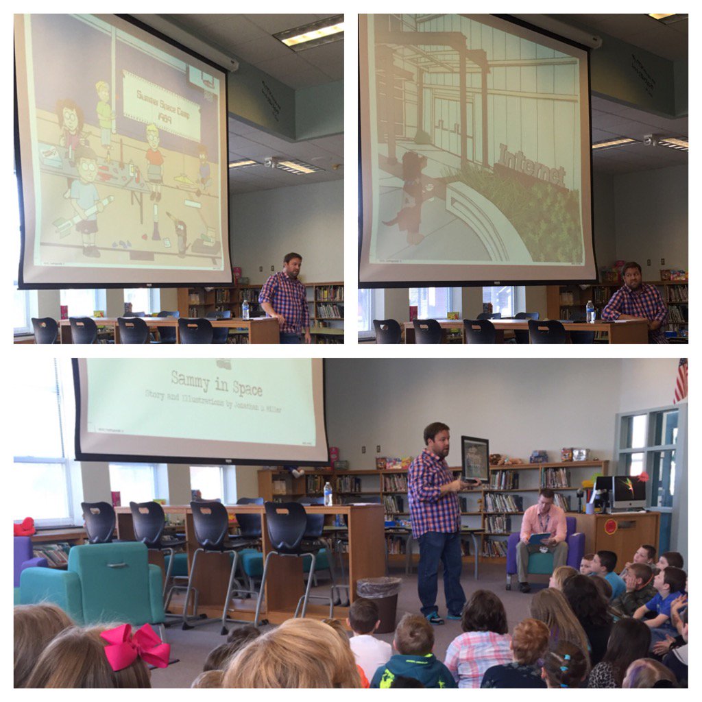 EESjacobs's tweet photo. Author Jonathan D. Miller sharing his Adventures of Sammy the Wonder Dachshund #ReadAcrossAmerica @EESwiseowls https://t.co/dU6XrfxhyX