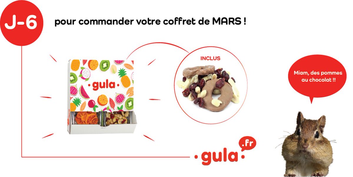 GulaTweets's tweet photo. J-6 pour commander la #box du mois de Mars.  Dépêchez-vous !  #snack #fruitsec https://t.co/aCq2kHmIBC