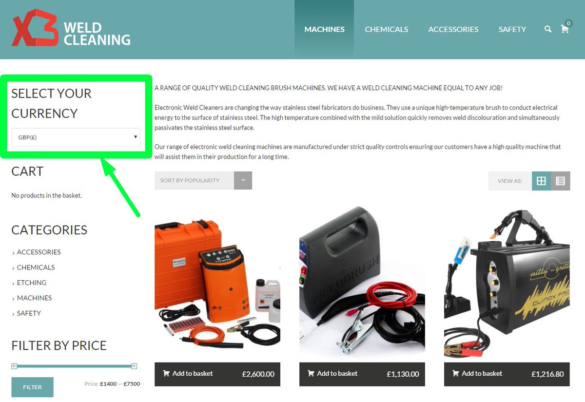 weldcleaner's tweet image. Our webshop works in more than one currency - £s or €s. Select which you prefer when you buy! #WeldCleaner