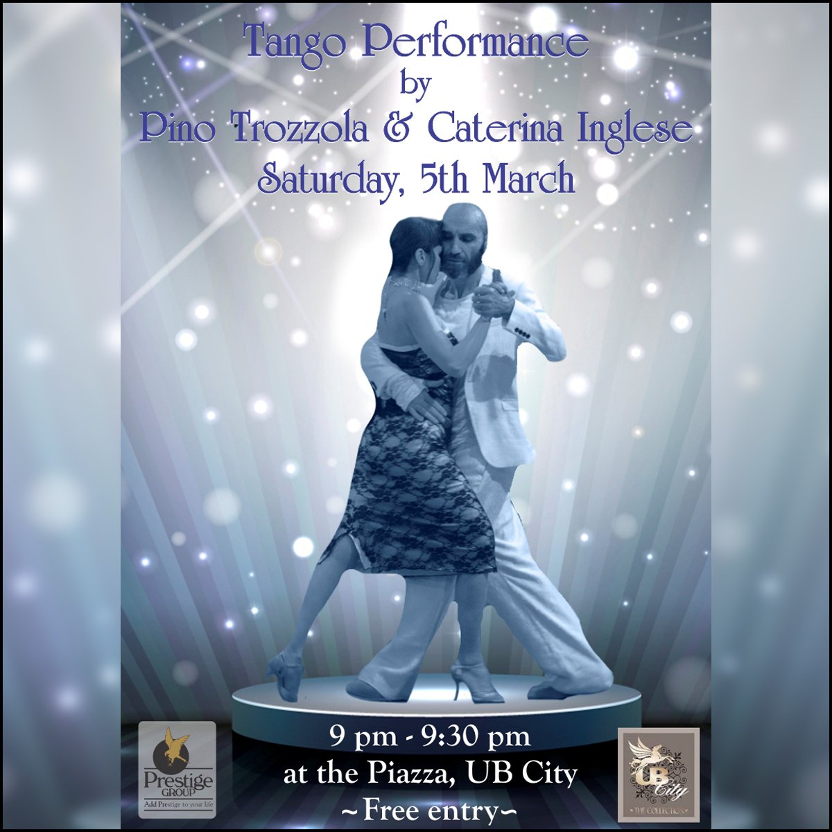 ubcitybangalore's tweet image. Love Tango? Come over and watch a #TangoPerformance by Pino Trozzola and Caterina Inglese at the Piazza, UB City.