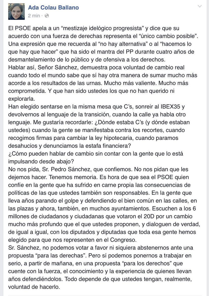 Sobre la votación de investidura, el cambio real, las derechas y los derechos: