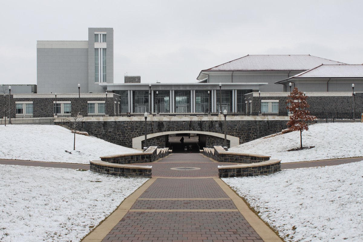 A snow-covered morning as students prepare for a much-deserved break! Stay safe <a href="/jmu/">JMU</a> students!