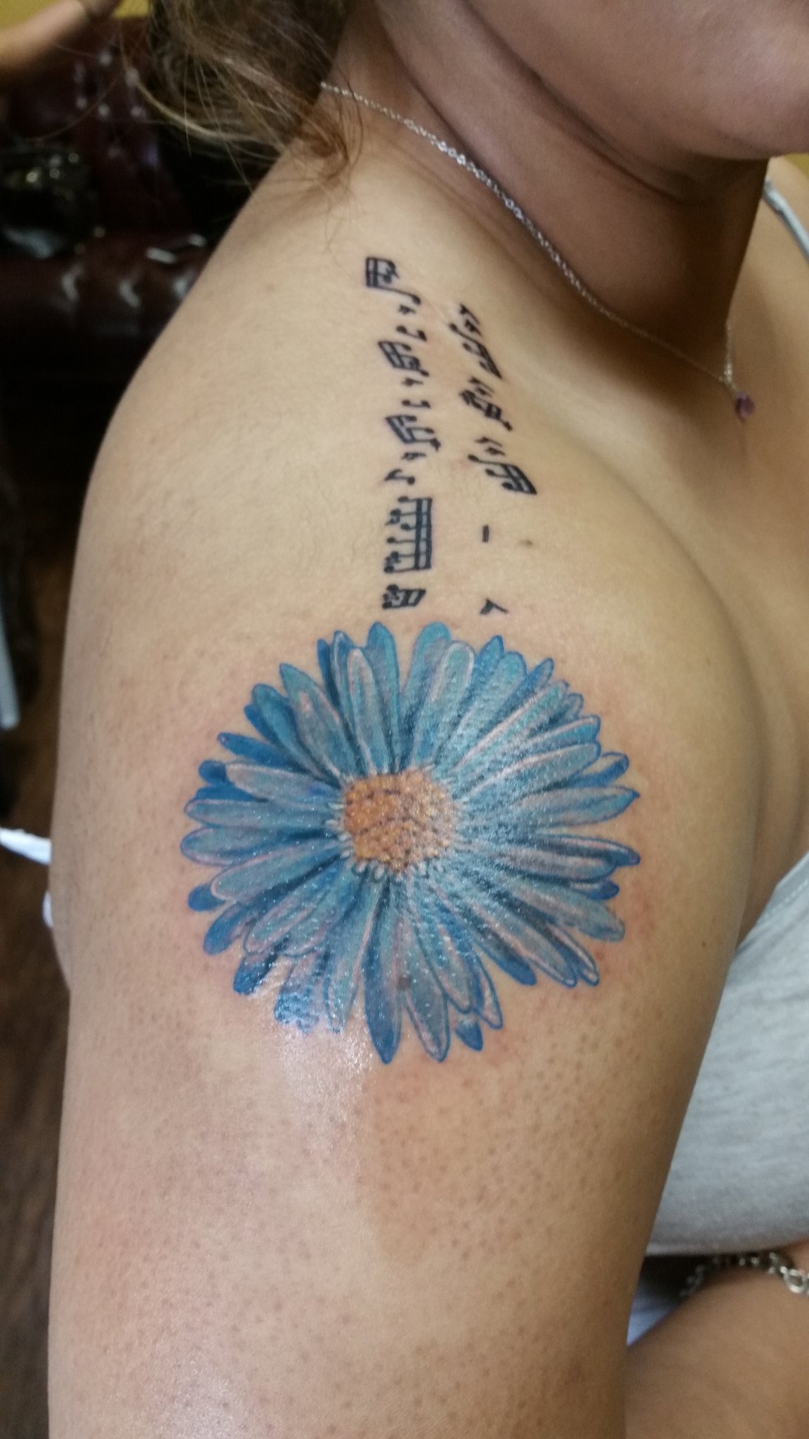 Blue Daisy Tattoo by Fabrizio Divari