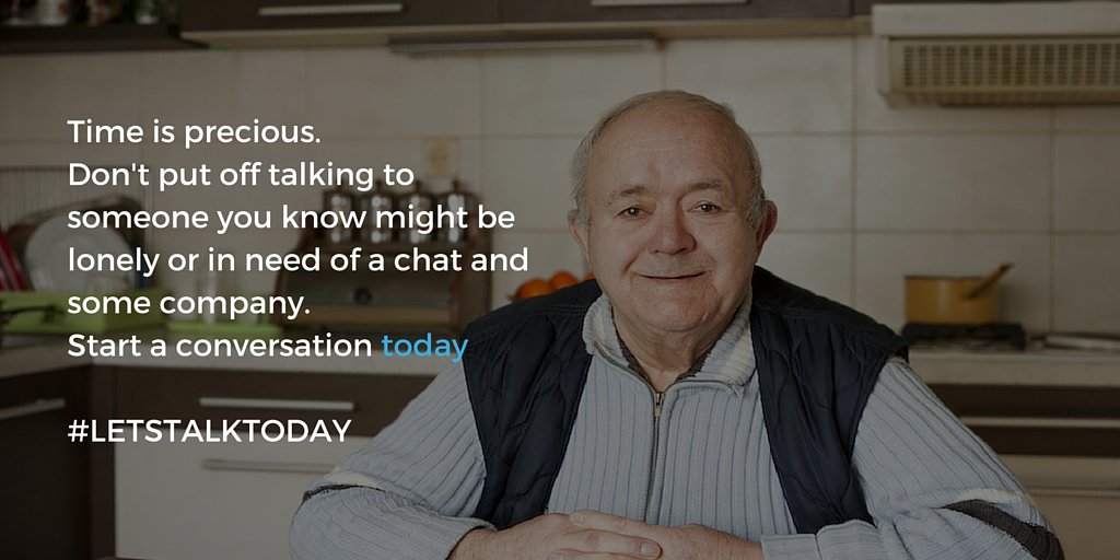 ThirdAgeIreland's tweet photo. This weekend make time for someone. Call or drop in for a chat. Make today your someday. #letstalktoday #OpCon https://t.co/tVeKHkg7SF