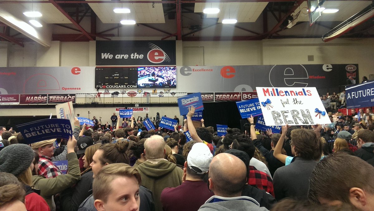 reyes_lay's tweet photo. So excited to see future president @BernieSanders live at SIUE!  #FeelTheBern #Bernie2016 #NotMeUs https://t.co/yQ6z4ZF7h4