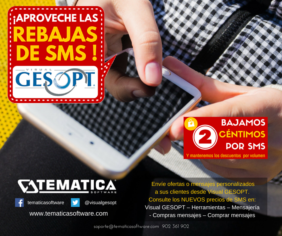 VisualGesopt's tweet photo. REBAJAS DE SMS Envíe ofertas o mensajes personalizados a sus clientes a través de @visualgesopt #softwareparaopticas https://t.co/2GrKySCagO