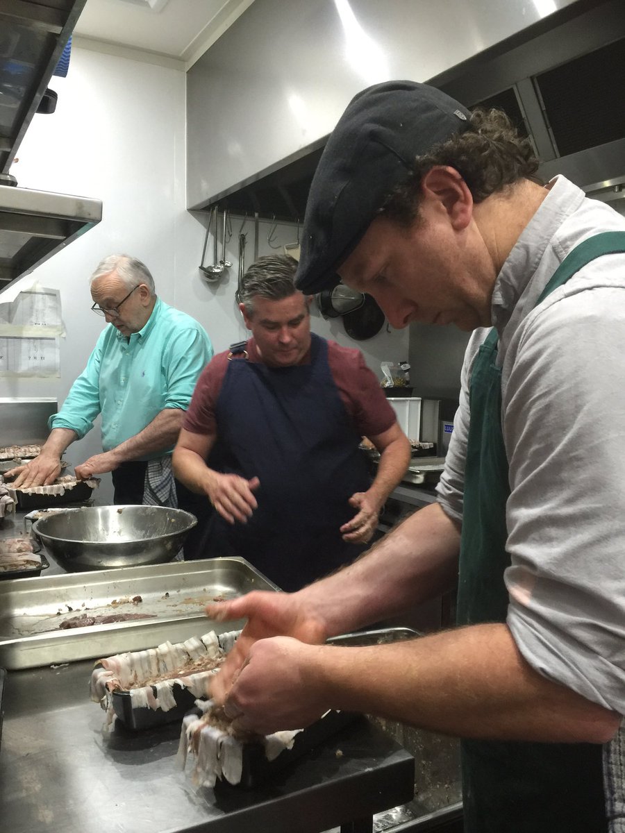 FitzroyTHH's tweet photo. Making venison terrine for our @Melbfoodandwine event with #PierreKoffmann @mrspommedeterre @meatsmith_melb #MFWF https://t.co/CTe8A9xnMV