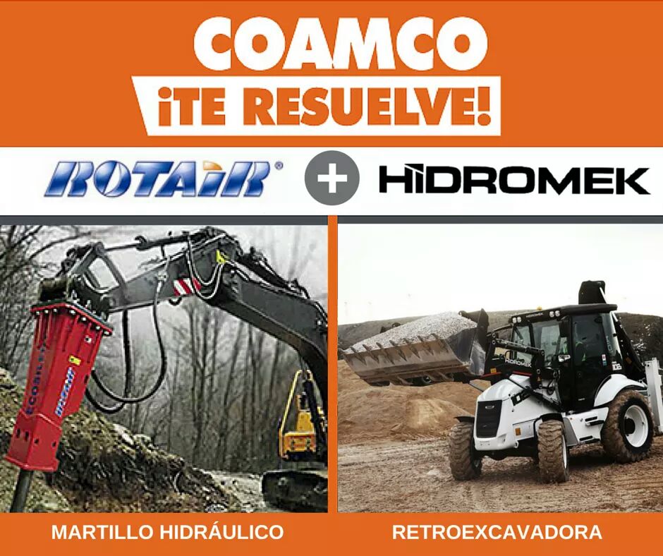 CoamcoPanama's tweet photo. El complemento perfecto para tus proyectos; martillos hidráulicos #Rotair y retroexcavadoras Hidromek en #Coamco https://t.co/bq0yp3w5my