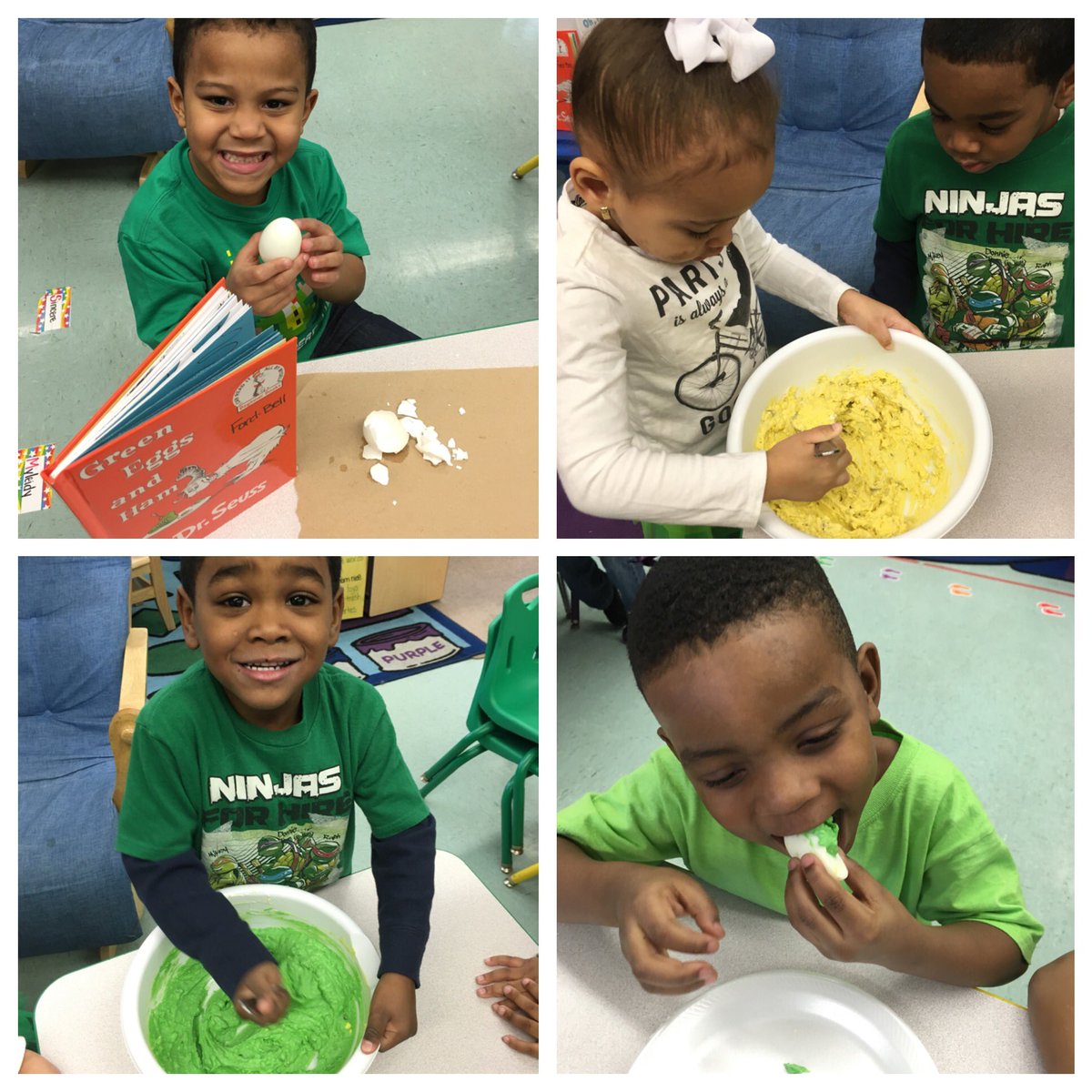 rakia_selena's tweet photo. We do like Green Eggs and Ham! #PreKSmarties #DrSeuss @CoopersPoynt @CamdenSchools https://t.co/4KB6wC1cba