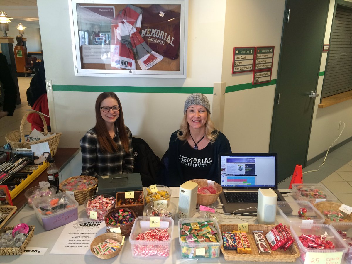 CHMRnews's tweet photo. @ColleenPower1 and @jmsteinhauer are selling candy and CDs in the UC until 4! Stop by and say hi! https://t.co/Qpukw8mkS8
