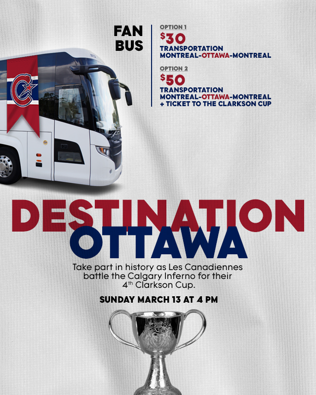 LesCanadiennes's tweet photo. Don't miss the bus to the Clarkson Cup! https://t.co/gkOC9RD98K https://t.co/e0gxnrlGcw