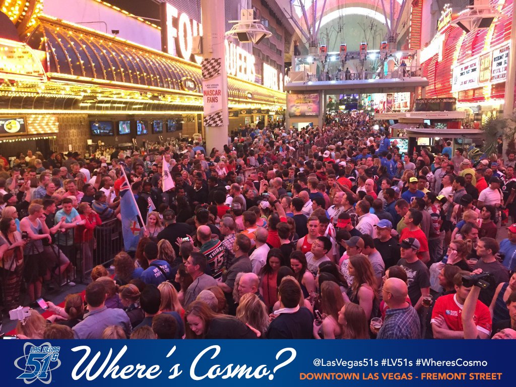 AviatorsLV's tweet photo. What a crowd! We love seeing #DTLV packed! Can you spot Cosmo from #USA7s Parade of Nations? #LV51s #WheresCosmo 👽 https://t.co/80h0wto5az