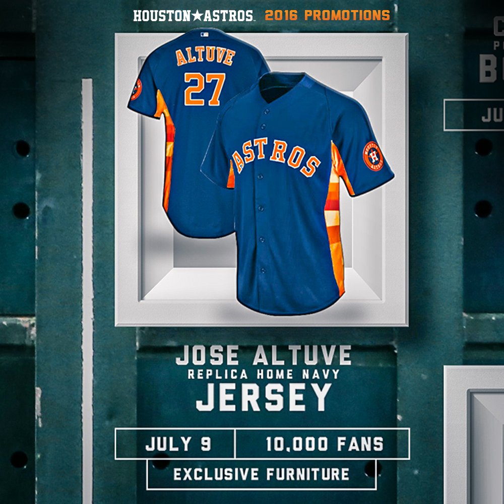 Houston Astros on X: Dress like an All-Star with the replica Jose Altuve  navy jersey, presented by Exclusive Furniture, on July 9th!   / X